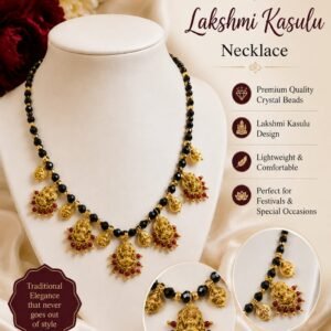 Lakshmi Kasula Necklace(Black Beeds)