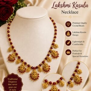 Lakshmi Kasula Necklace(Red Beeds)