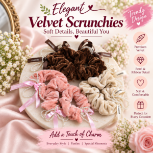 Elegant velvet scrunchies
