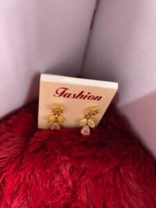 Pink white combination earrings